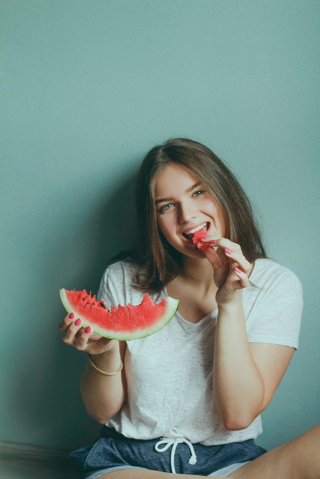 girl eat watermelon